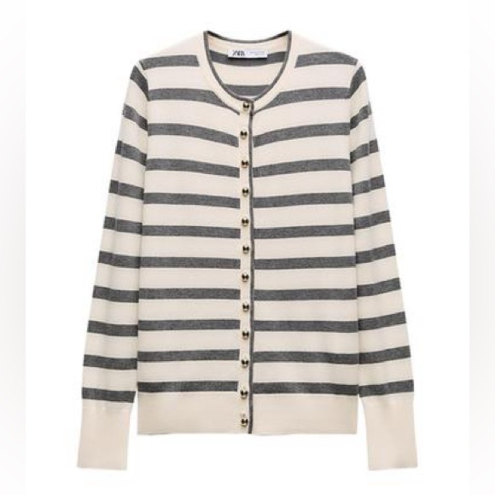 Zara Buttoned Knit Cardigan - Striped
